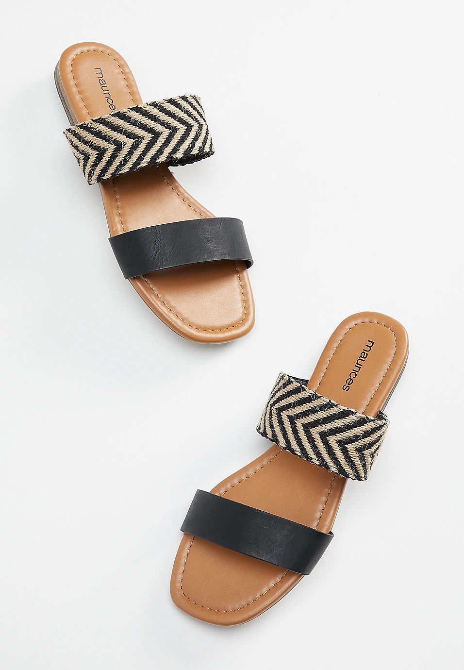 Chelsea Black Striped Weave Strap Sandals | Maurices