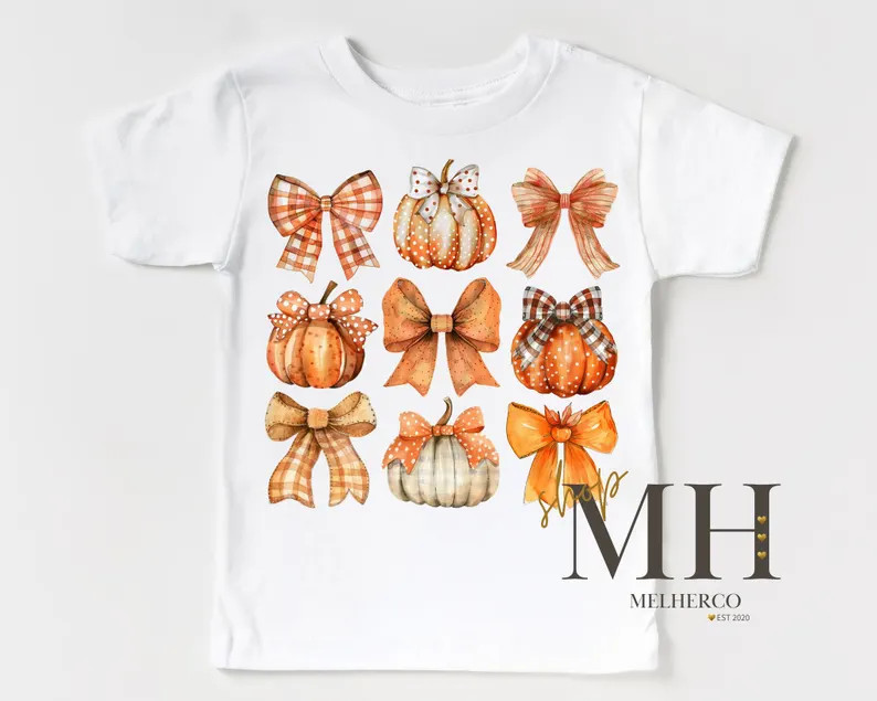 Fall Autumn Pumpkin Bow Shirt, Girl Halloween T-shirt, Kids Pumpkin Patch Shirt, Girls Kids Toddl... | Etsy (US)