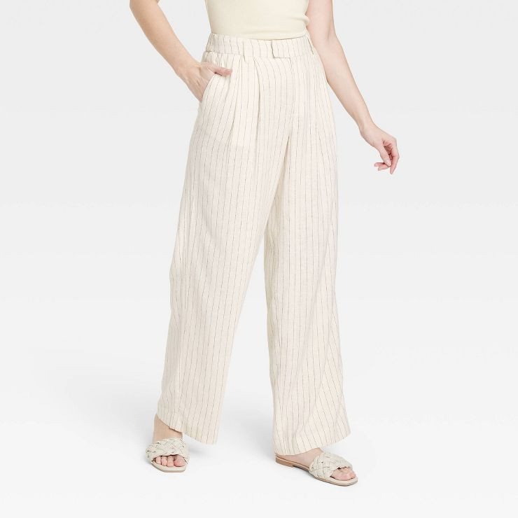Women's High-Rise Linen Wide Leg Fluid Pants - A New Day™ | Target