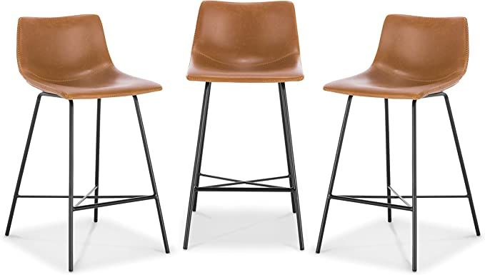 Poly and Bark Paxton 24” Counter Stool, Set of 3 Tan | Amazon (US)