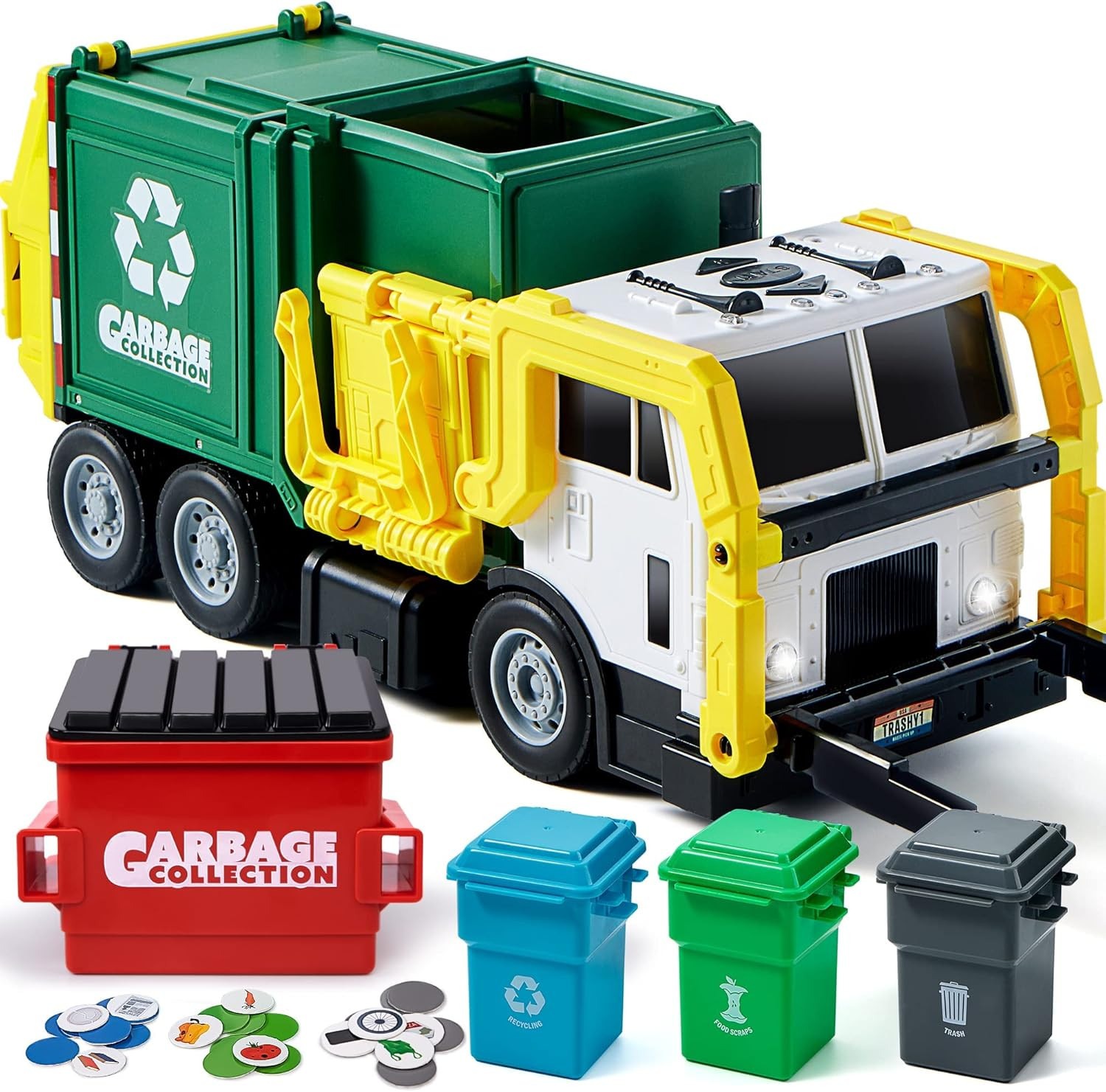 JOYIN 16" Large Garbage Truck Toys for Boys, Realistic Trash Truck Toy with Trash Can Lifter and ... | Amazon (US)