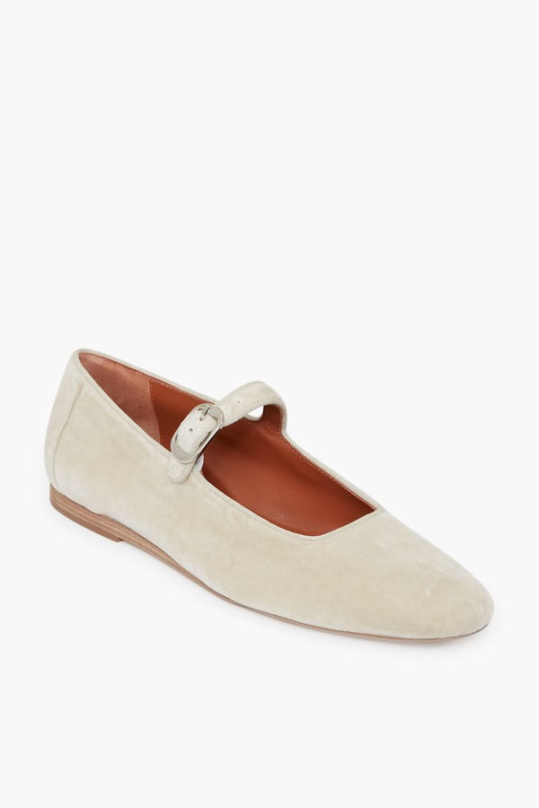 Bone Velvet Mary Jane Flats | Tuckernuck (US)