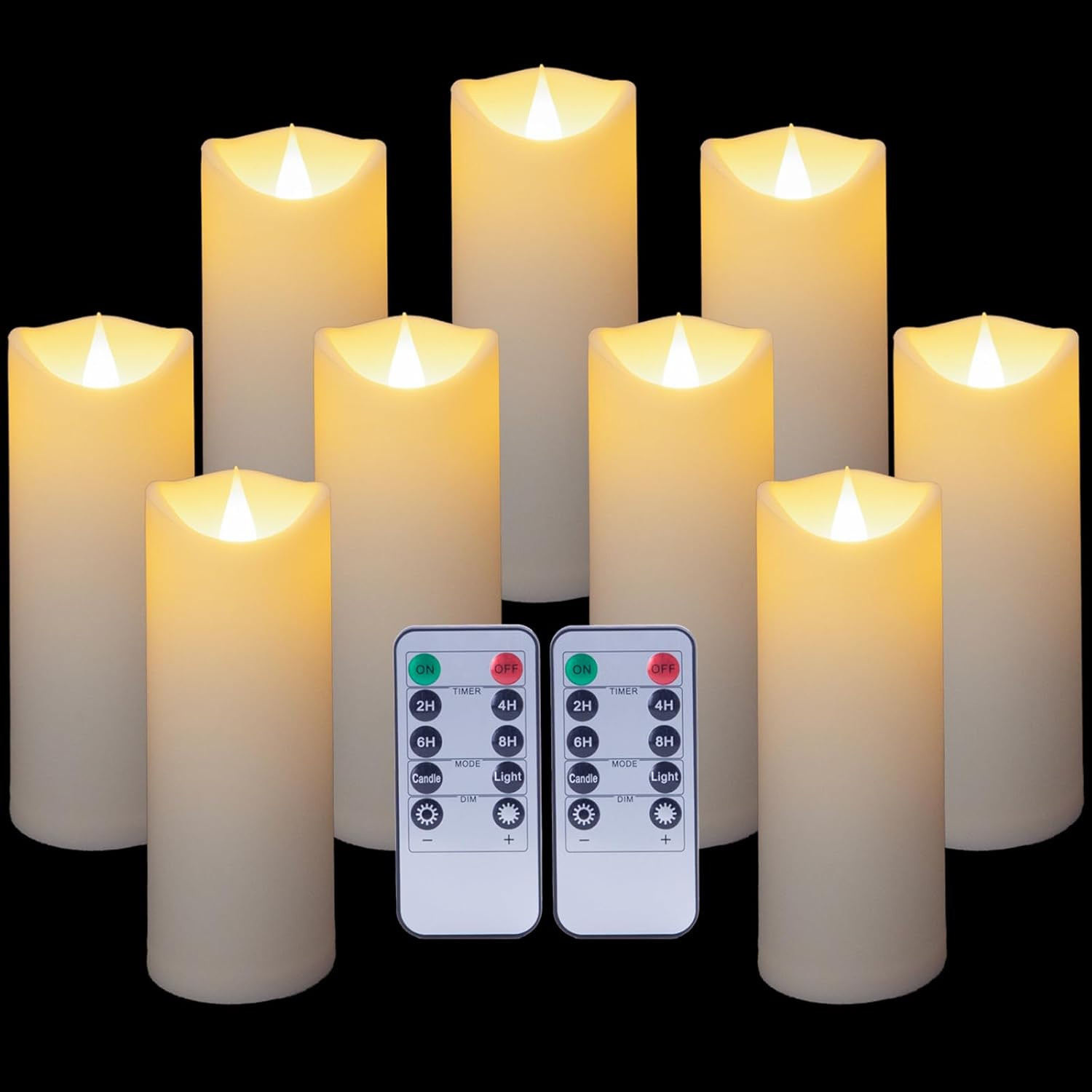 Enido 9 Pc Flickering Flameless LED Candles with Remote Timer for Romantic Ambiance and Home Deco... | Amazon (US)