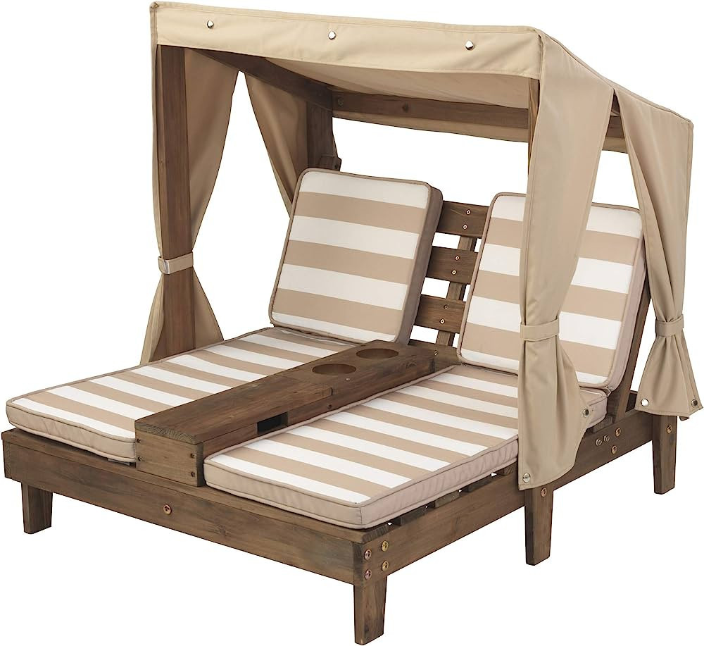 KidKraft Wooden Outdoor Double Chaise Lounge with Cup Holders, Patio Furniture for Kids or Pets, ... | Amazon (US)