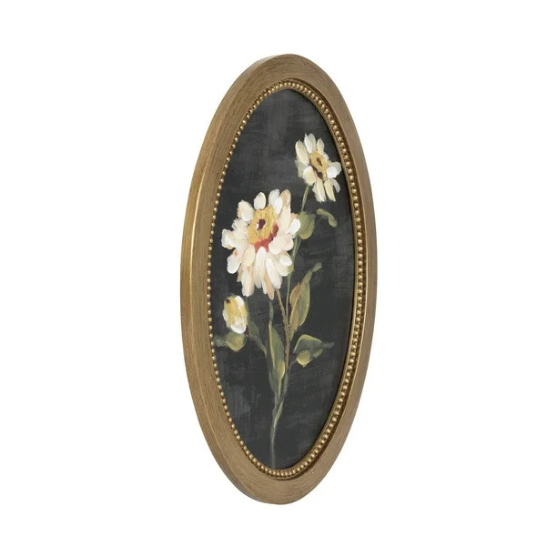 DesignOvation White Zinnia 12"x16" OvalFramed Canvas Art Print by Annie Quigley, 16``H OVAL FRAME... | Walmart (CA)
