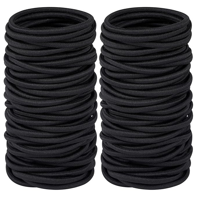 Elastic Hair Ties for Thick Heavy and Curly Hair 120 Pcs, Hair Bands for Women's Hair Black Ponyt... | Amazon (US)