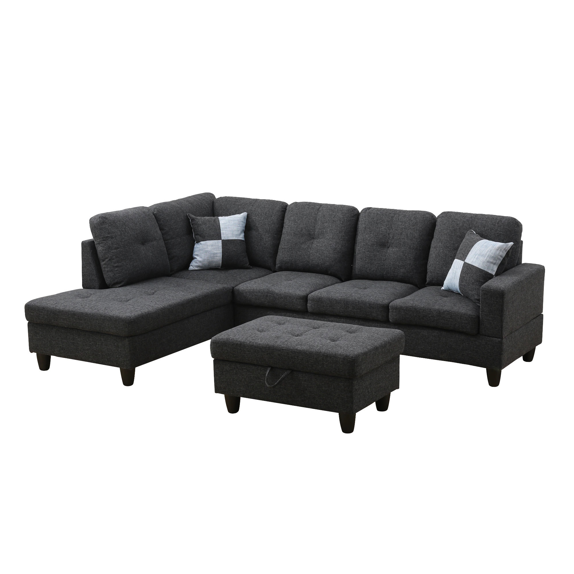 Siavonce 74.5-in W Modern Black Grey Faux leather Sofa with Slipcover in Gray | XHF125A | Lowe's