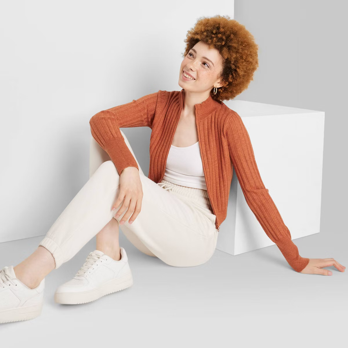 Women's Fitted Mock Turtleneck Zip-Up Cardigan - Wild Fable™ | Target