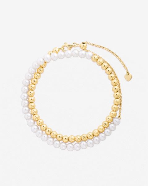 Multiway Pearl and Gold Beaded Necklace + Double Wrap Bracelet | Ring Concierge