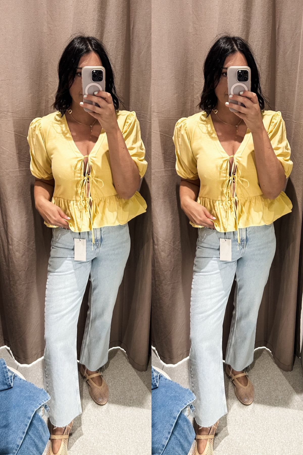 Loved this top but it did show my bra so it was a pass for me. This is the large and it fits small for me, because of my chest. If you don't have a larger chest, you'll probably be ok! 

This top comes in a really pretty brown as well, perfect for fall. 

Love these jeans -- I'm in the 8. Fit is TTS but if you want a more relaxed fit go up one size.  

 #LTKFindsUnder50 #LTKFindsUnder100