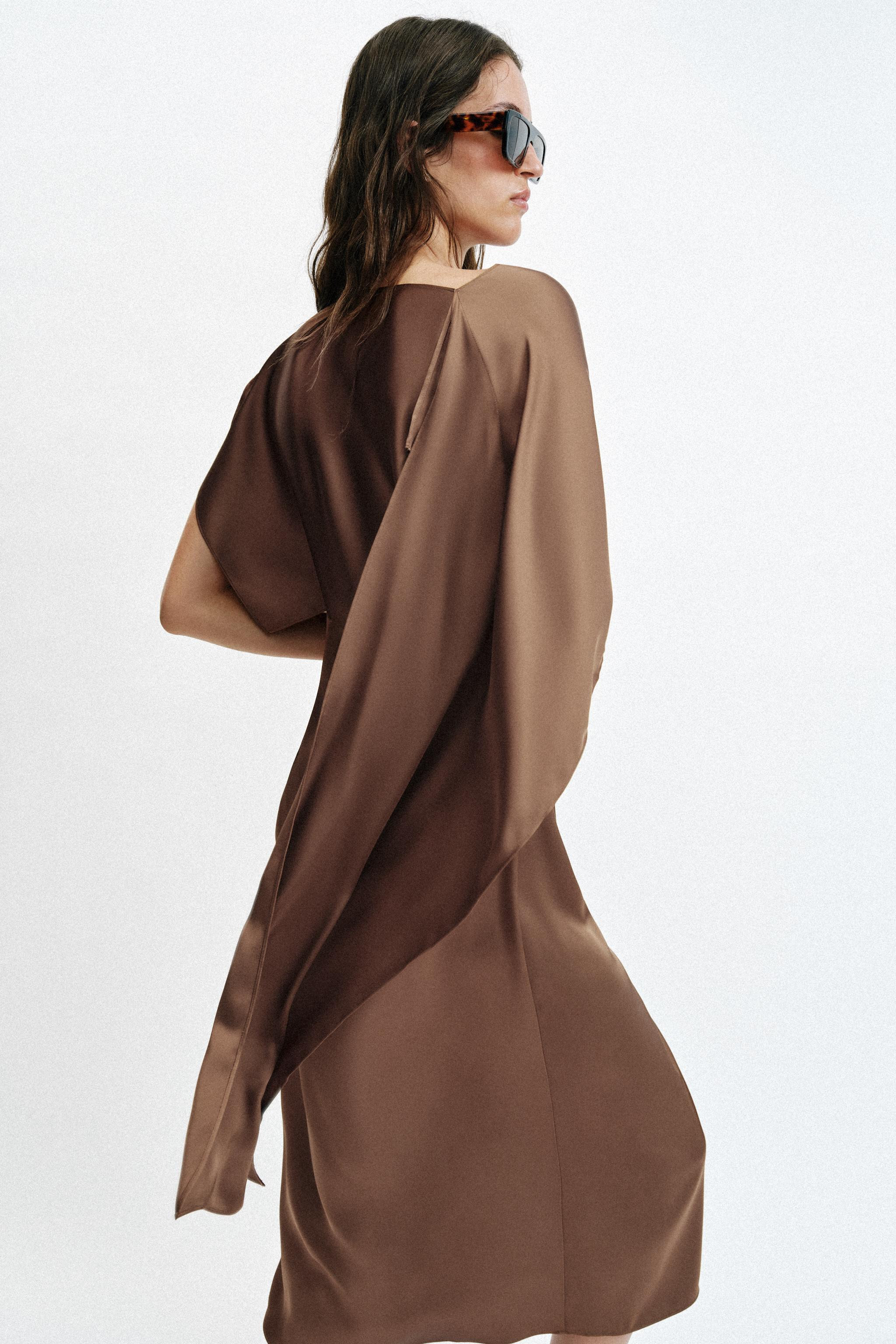 SATIN EFFECT CAPE MIDI DRESS | Zara US