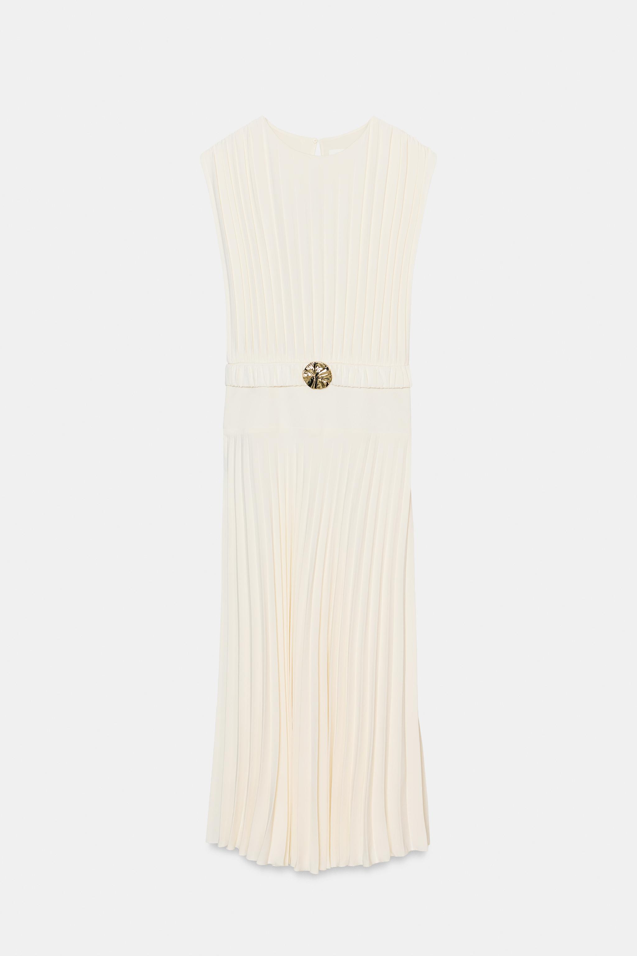 PLEATED BELTED MIDI DRESS | Zara US