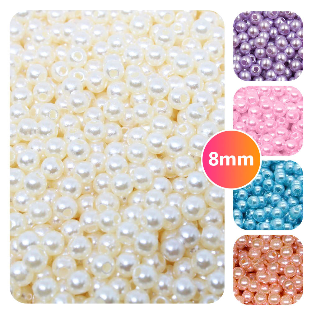 Miçanga / Perola Inteira 8mm com furo (20g) | Shopee (BR)