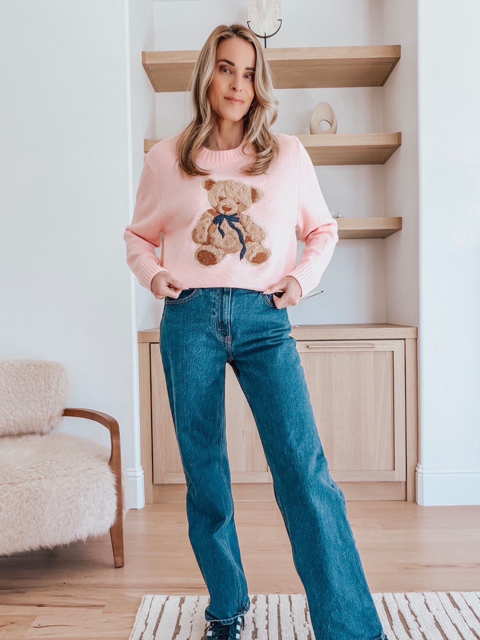 Cute teddy bear sweater for Valentine's day looks

#LTKValentine #LTKootd