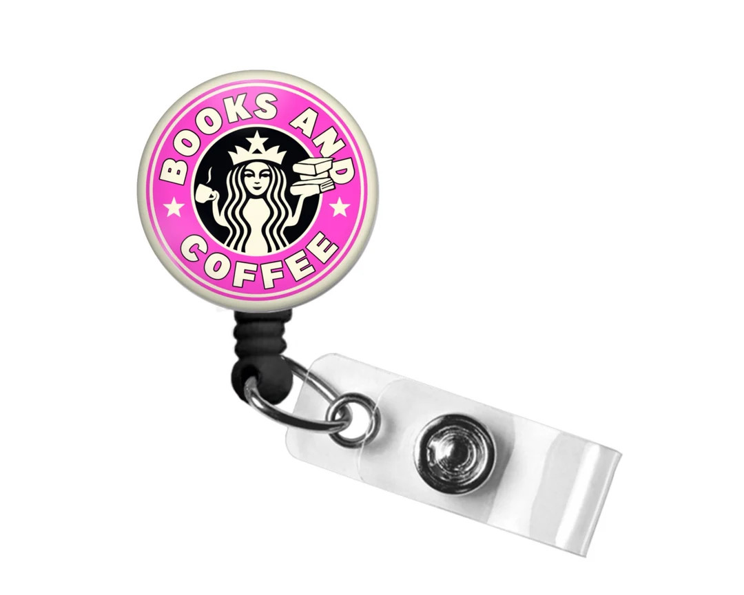 Books and Coffee Badge Reel with Swivel Clip, Book Lover Badge Reel, Coffee Badge Reel, Bibliophi... | Etsy (US)