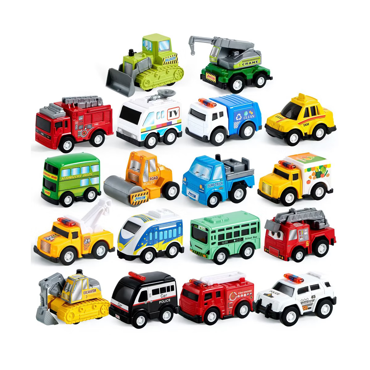 18Pcs Pull Back City Cars and Trucks Toy Vehicles Set, Friction Powered Cars Toys for Toddlers, B... | Target