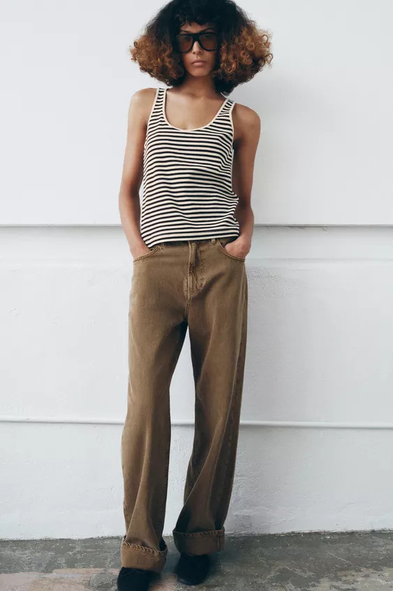 LONG TEXTURED PLEATED STRIPED DRESS | Zara US