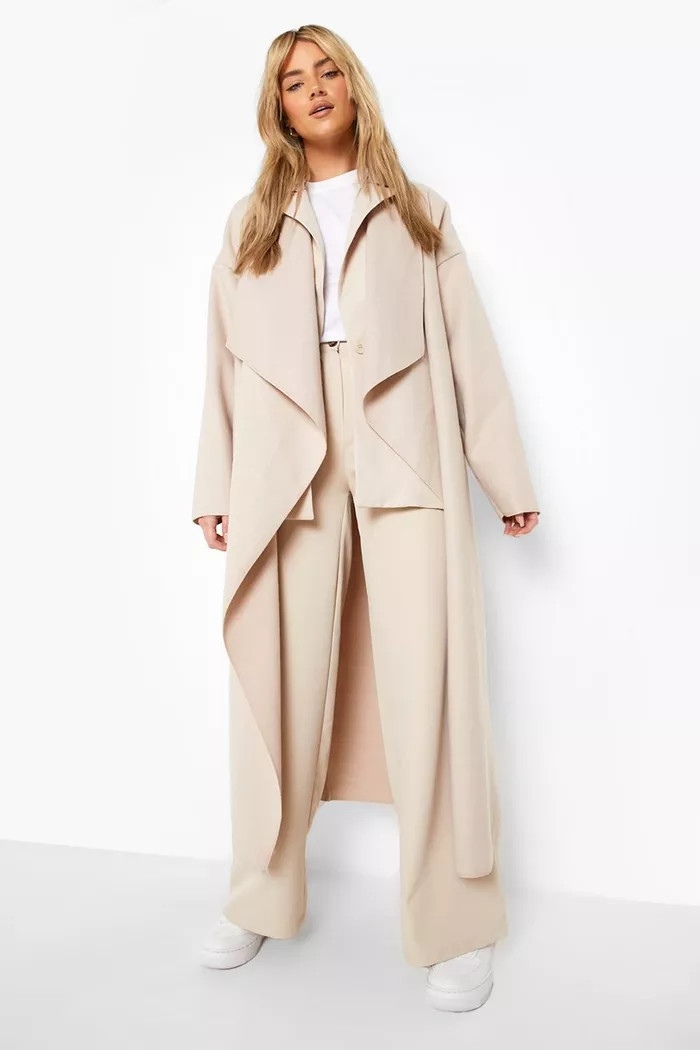 Super Oversized Waterfall Wool Look Coat | boohoo (US & Canada)