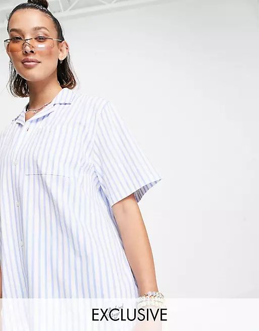 Reclaimed Vintage inspired shirt and shorts in jersey blue stripe | ASOS | ASOS (Global)