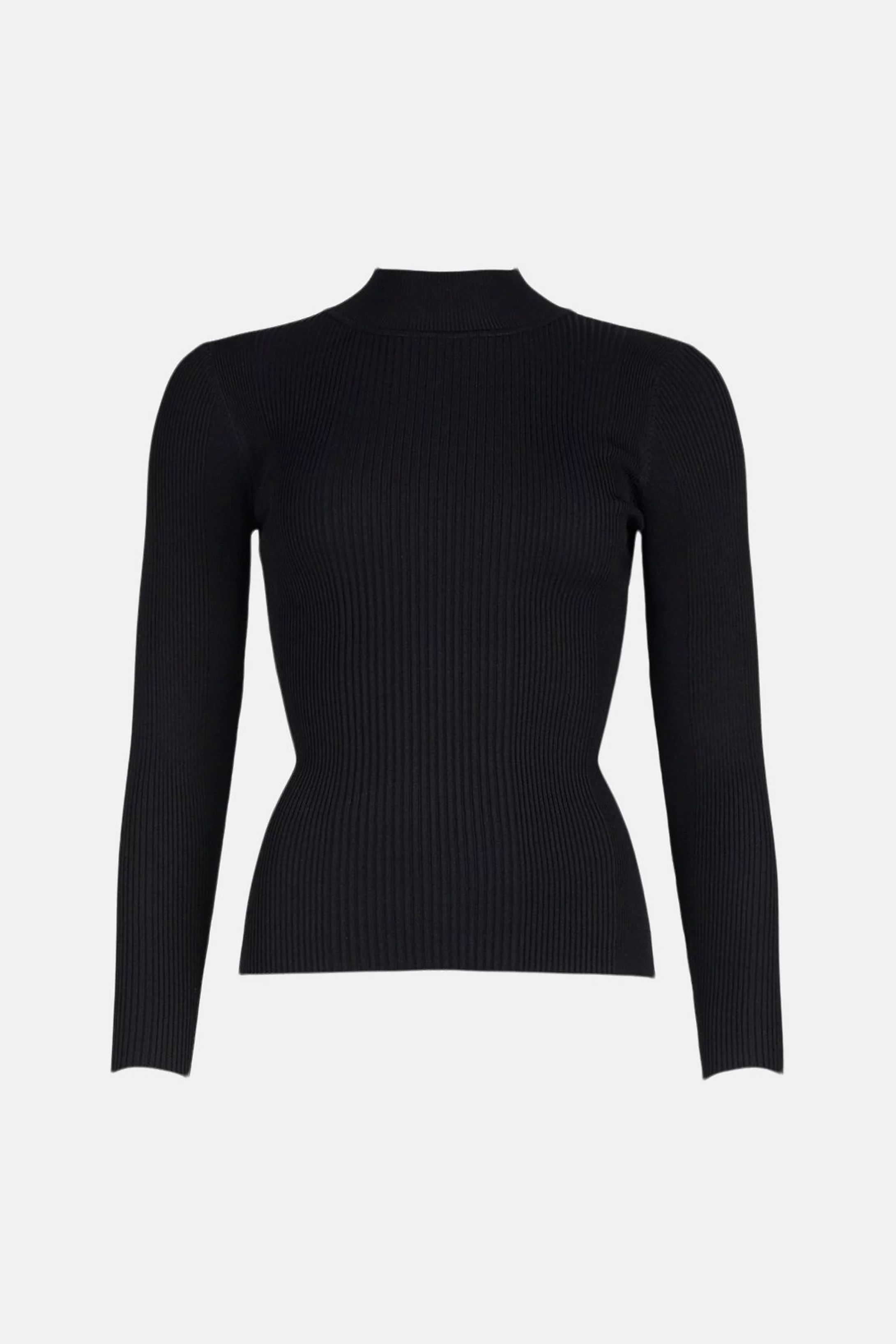 Rib Knit Funnel Neck Jumper | Karen Millen UK & IE