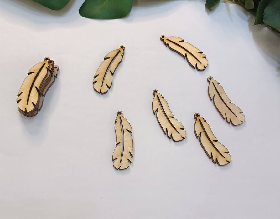 30pcs of Feather Shape DIY Unfinished Wood Jewelry,Laser Cut Natural Wood Earrings Blanks ,Wood F... | Amazon (US)