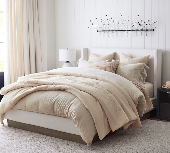 Jake Upholstered Wood Base Platform Bed | Pottery Barn (US)