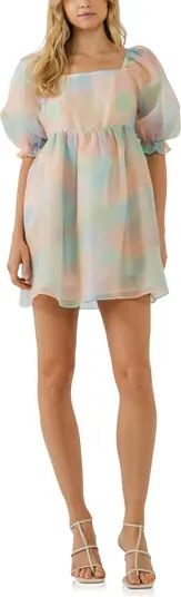 Ombré Puff Sleeve Babydoll Minidress | Nordstrom