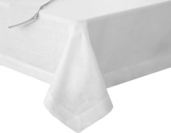 Villeroy and Boch La Classica Luxury Linen Fabric Tablecloth, 70" x 96", White | Amazon (US)