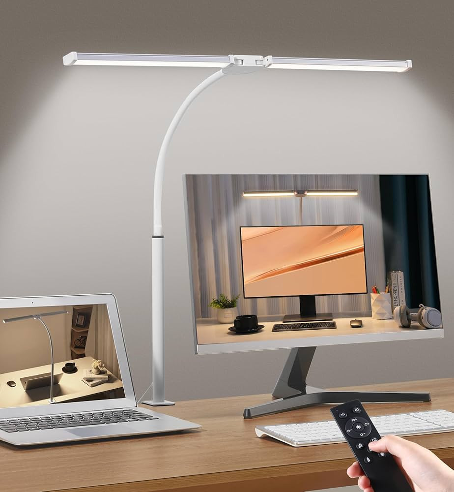 Led Desk Lamp for Home Office, Eye-Care Architect Light with Clamp, Smart Double Head Computer Mo... | Amazon (US)
