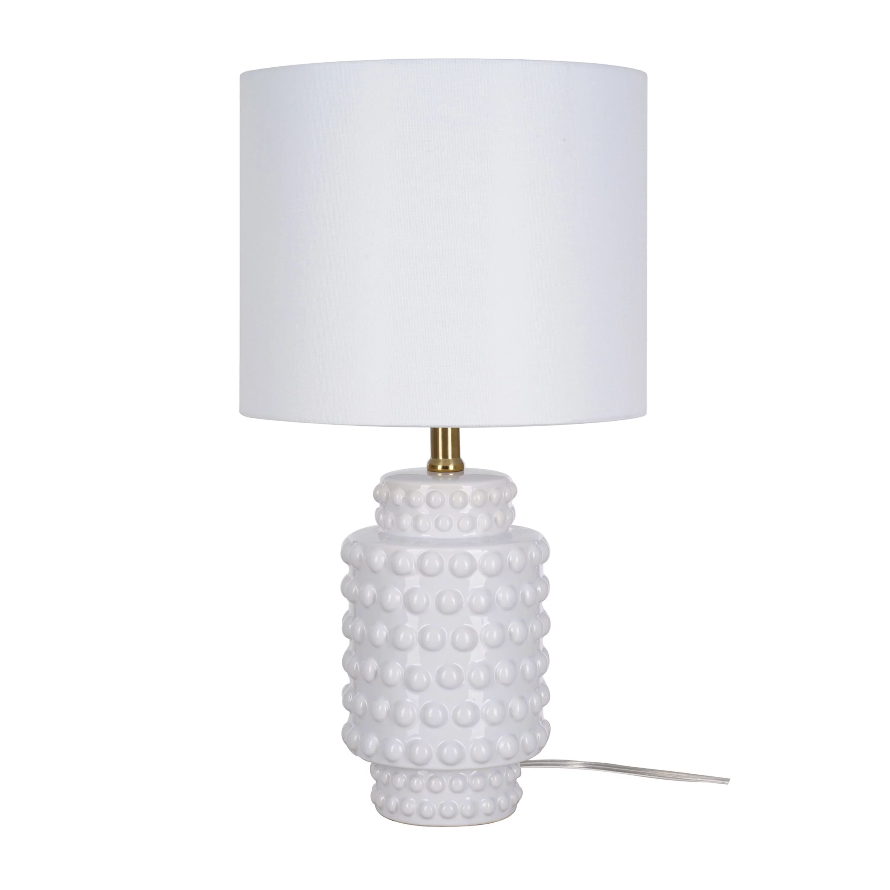 My Texas House 21" Hob-Nail Ceramic Table Lamp, Brass Accents, White Finish - Walmart.com | Walmart (US)