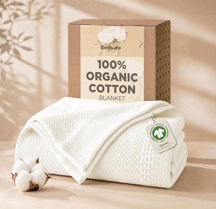 Bedsure 100% Certified Organic Cotton Blanket - King Size, Soft & Breathable Luxury Blankets for ... | Amazon (US)