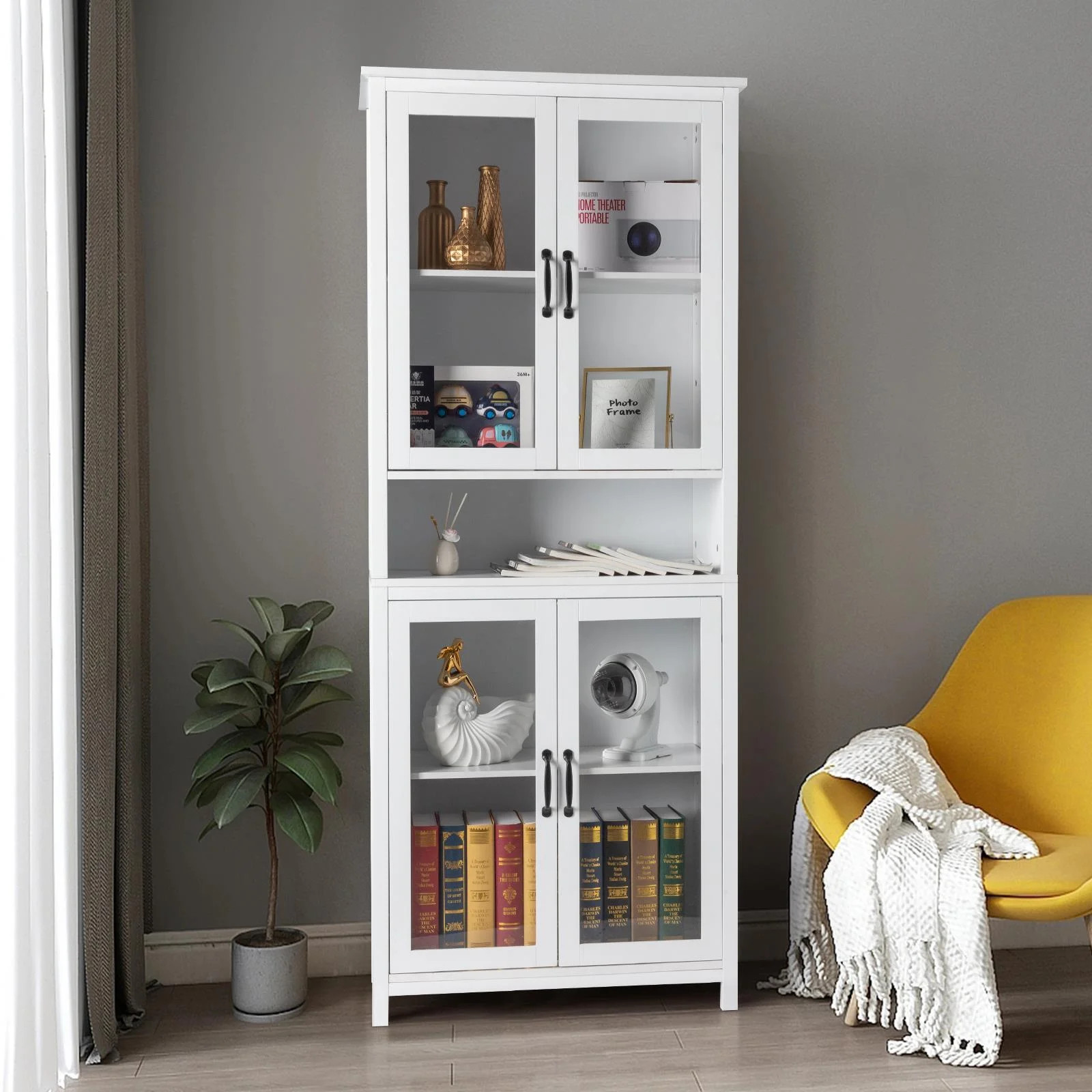 Ktaxon Bookcase with Doors, Height Adjustable Book Shelving, Display Bookcase with Double Doors, ... | Walmart (US)