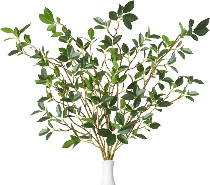 Houele 4Pcs Artificial Plant Green Branches 27.6'' Fake Ficus Stems Faux Eucalyptus Twig Leaf for... | Amazon (CA)