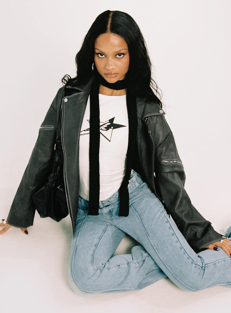 Magnets Faux Leather Jacket Washed Charcoal | Princess Polly US