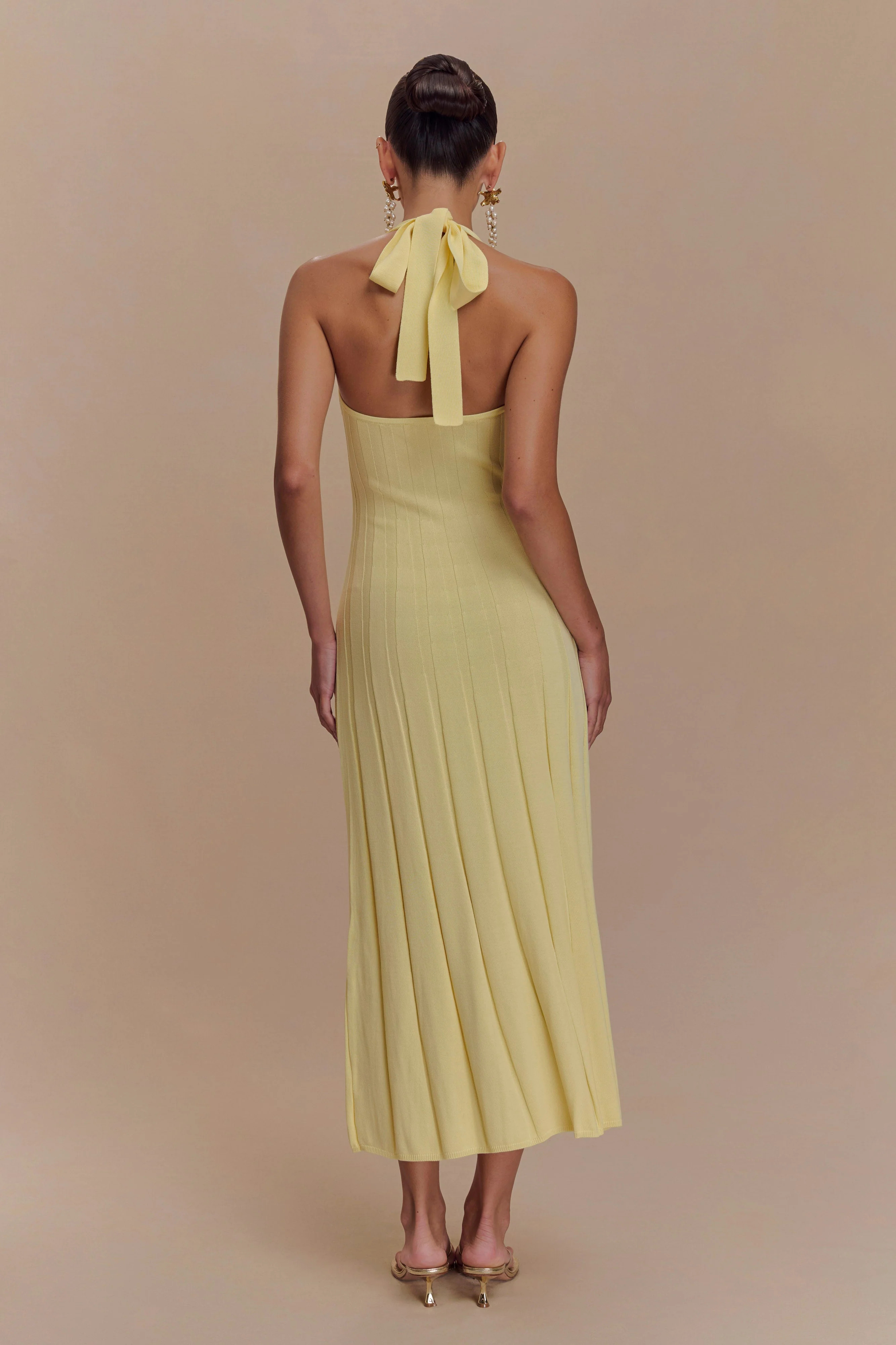 Jacqui Halter Knit Midi Dress - Lemon | MESHKI US