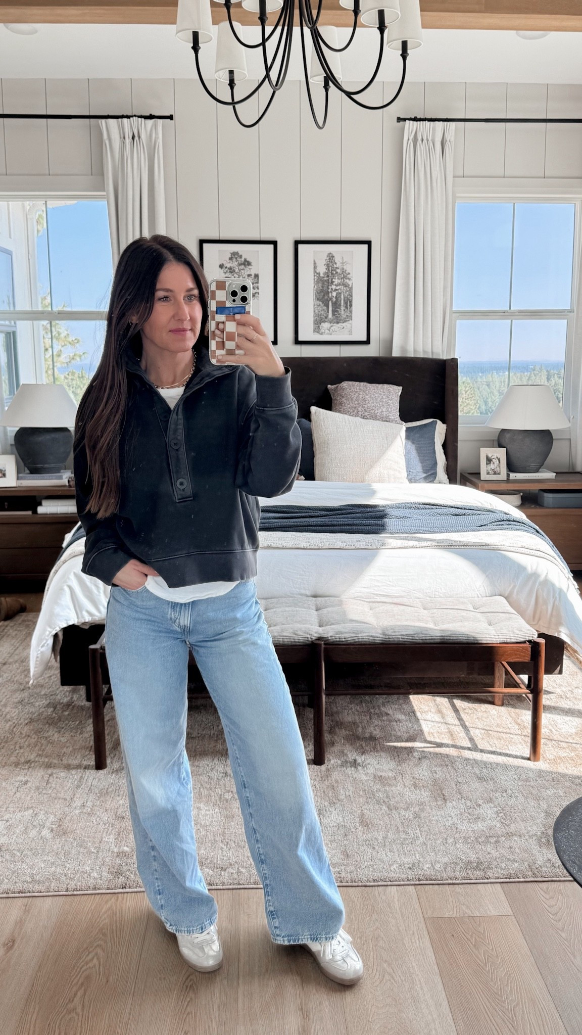 Love this new sweatshirt w the acid wash and Henley button up detail. Fit is 👌 wearing my normal XS. 

OOTD, target, jeans, denim, Levi’s, bedroom decor, mom, outfit, fall, autumn, rug, bedroom decor, sneakers, silver, madewell, tee, basics 

#LTKStyleTip #LTKShoeCrush #LTKFindsUnder50