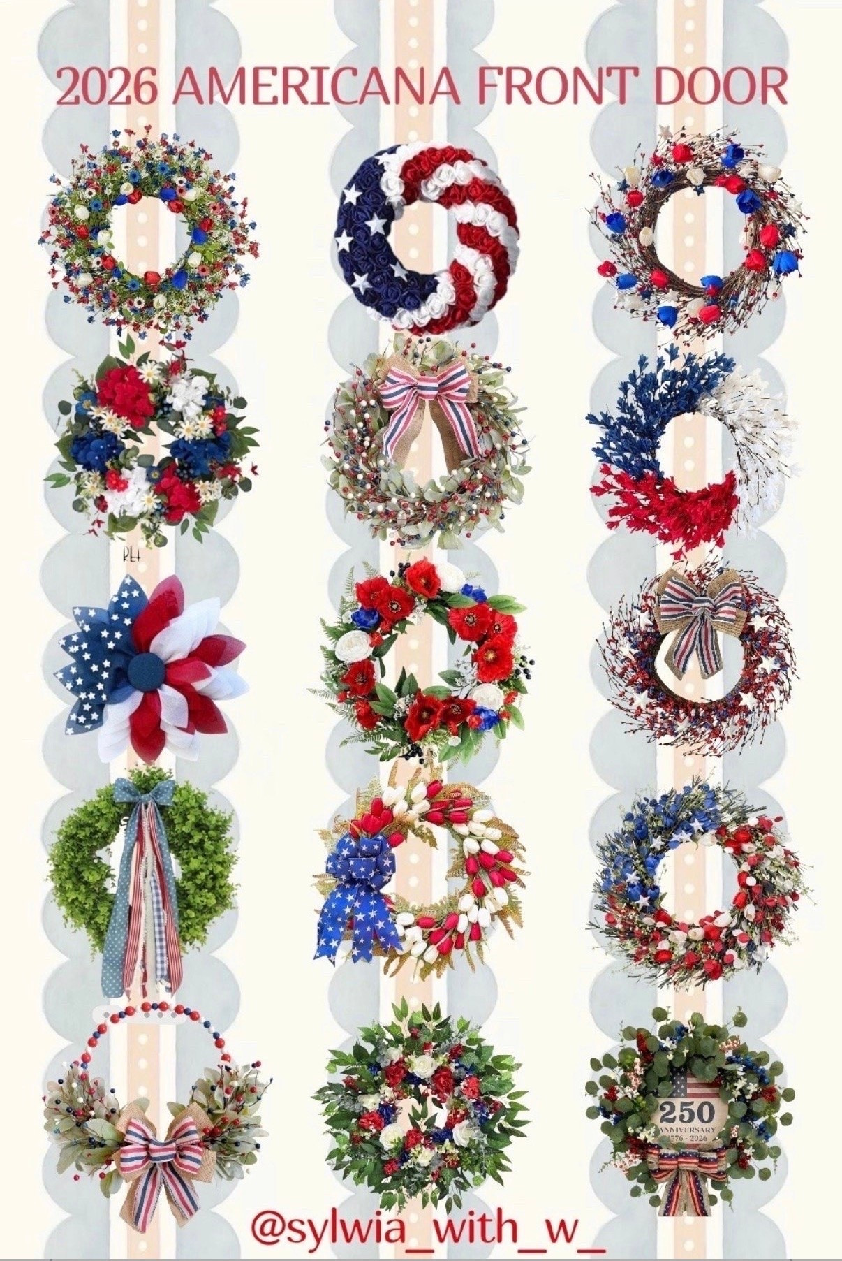 Your front door called — it wants to be iconic this 4th of July. 🇺🇸✨

I rounded up the most stunning Americana wreaths for 2026 and honestly?? The front porch is about to be the main character this summer. Whether you love classic red, white & blue florals, a bold stars-and-stripes statement piece, or something more subtle and elegant — there is literally something for every style here.

And with the 250th Anniversary this year, the pressure to have a gorgeous front door has never been more real 😂🎆

#LTKHome #LTKSeasonal #LTKSaleAlert #PatrioticDecor #4thOfJulyDecor #AmericanaDecor #FrontDoorDecor #WreathDecor #4thOfJuly2026 #250thAnniversary #RedWhiteAndBlue #SummerDecor #HomeDecorInspo #FrontPorchDecor #PatrioticWreath #HolidayWreath #4thOfJulyWreath #ShopMyLTK #HomeDecorFinds #PorchDecor