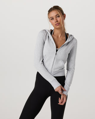 Vuori Halo Mini Full Zip Hoodie | Pale Grey Heather | Small | Vuori Clothing (US & Canada)