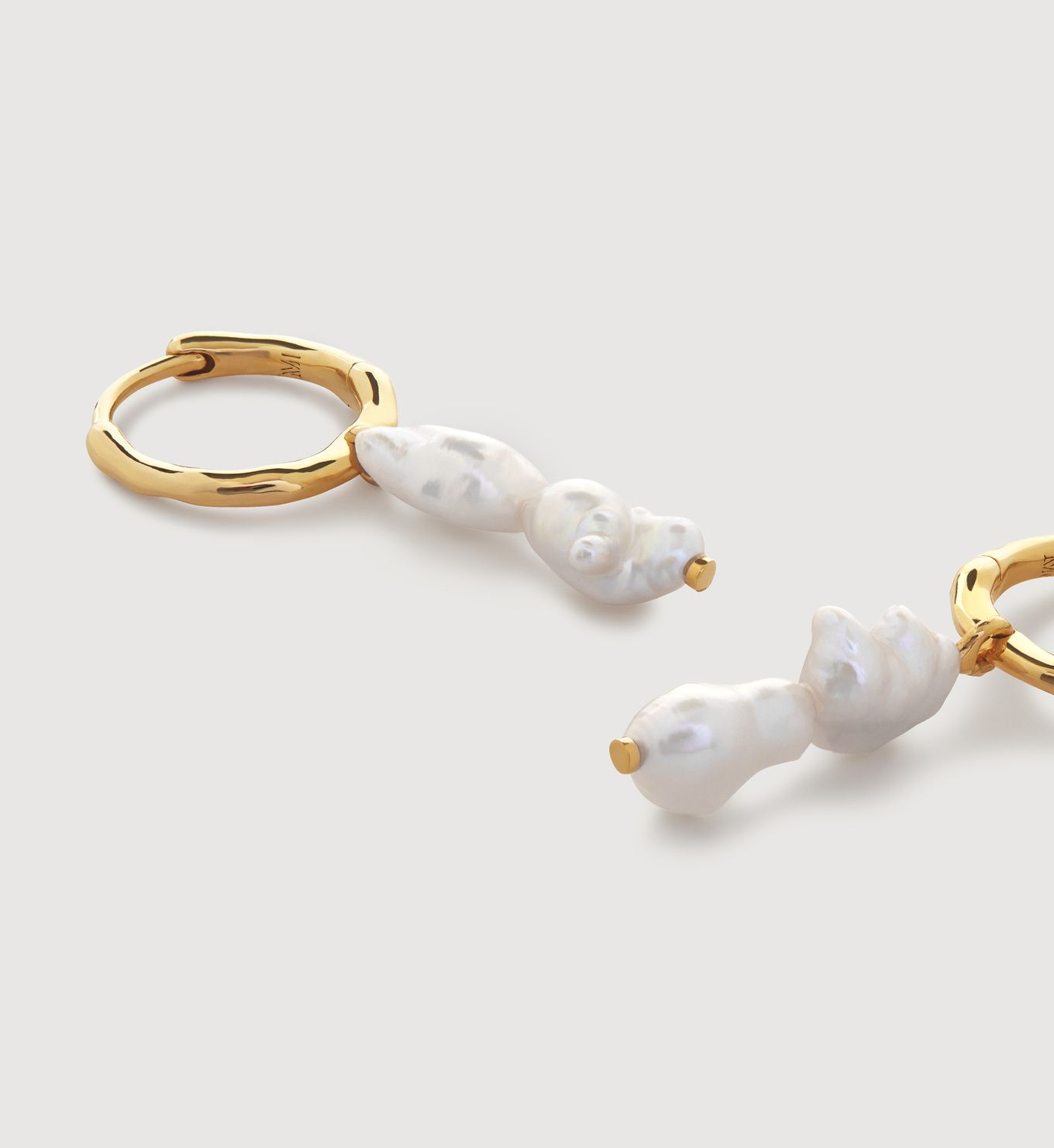 One of a Kind Asymmetric Keshi Pearl Huggie Earrings | Monica Vinader (Global)