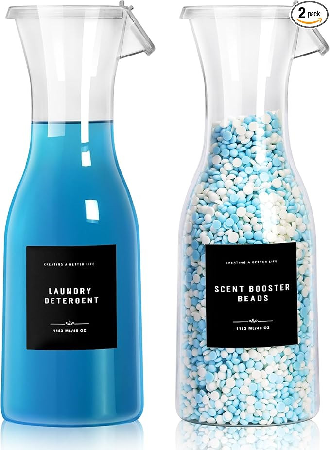 Laundry Detergent Dispenser Bottle 40oz with Waterproof Label for Laundry Detergent Soap Fabric S... | Amazon (US)