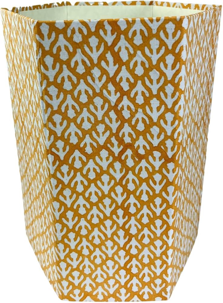 Waste Basket | Decorative Small Waste Basket | Cute Bedroom Trash Can | Office Trash Can (Tan/Orange | Amazon (US)