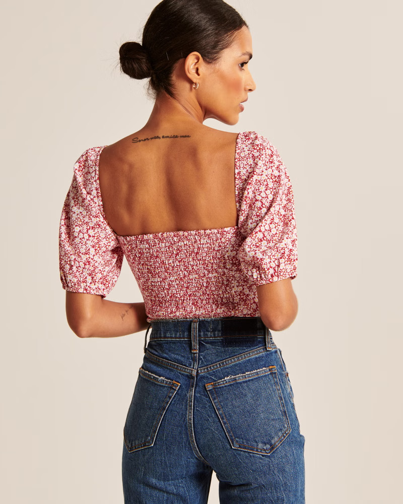 Puff Sleeve Sweetheart Top | Abercrombie & Fitch (UK)