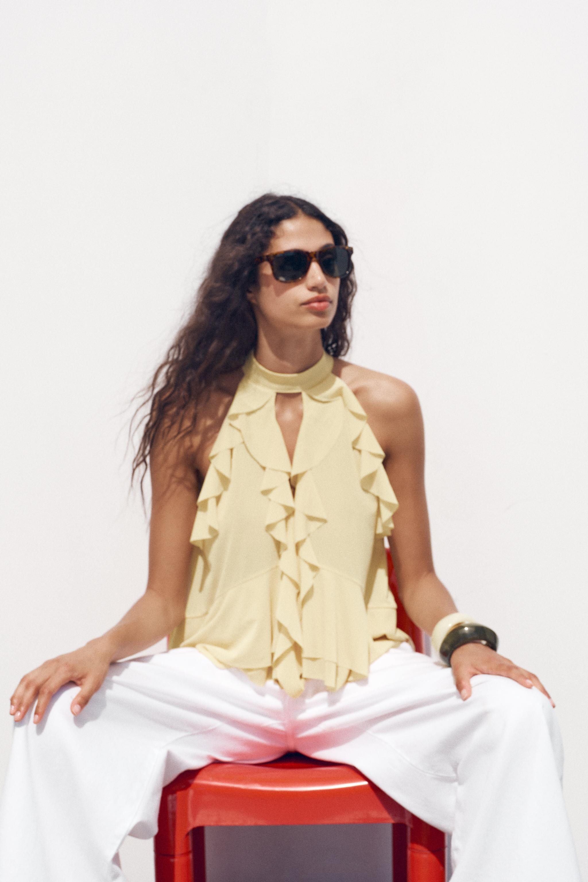 RUFFLED HALTER TOP | Zara US