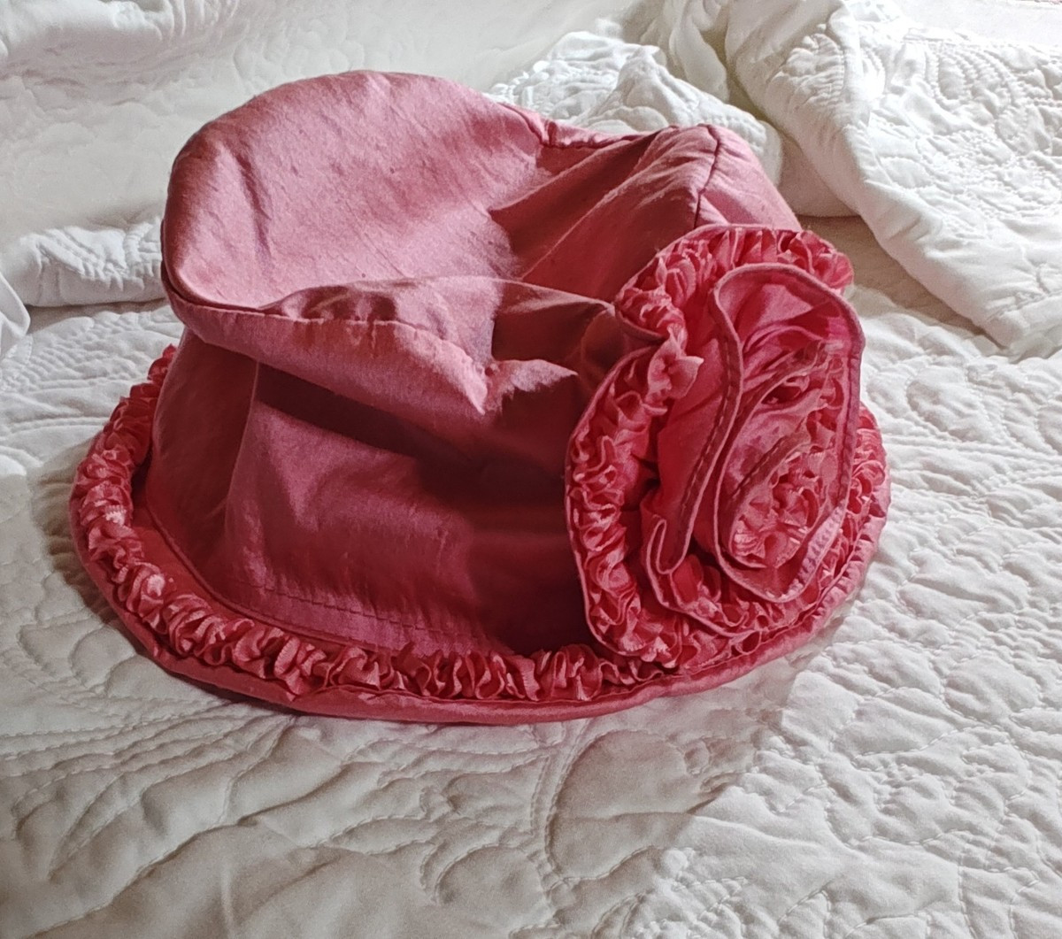 Pleasant Pheasant Silk Dupioni Hat. Size 7–7 1/8. Ruffled Flower Accent | eBay US