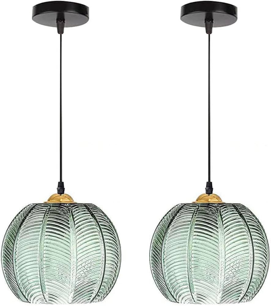 Bepuzz 2-PCS Pendant Light Fixtures mid Century Modern Chandelier Green Shade Globe Ceiling Hanging …See more | Amazon (US)