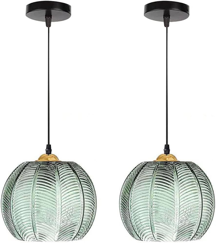 Bepuzz 2-PCS Pendant Light Fixtures mid Century Modern Chandelier Green Shade Globe Ceiling Hanging …See more | Amazon (US)