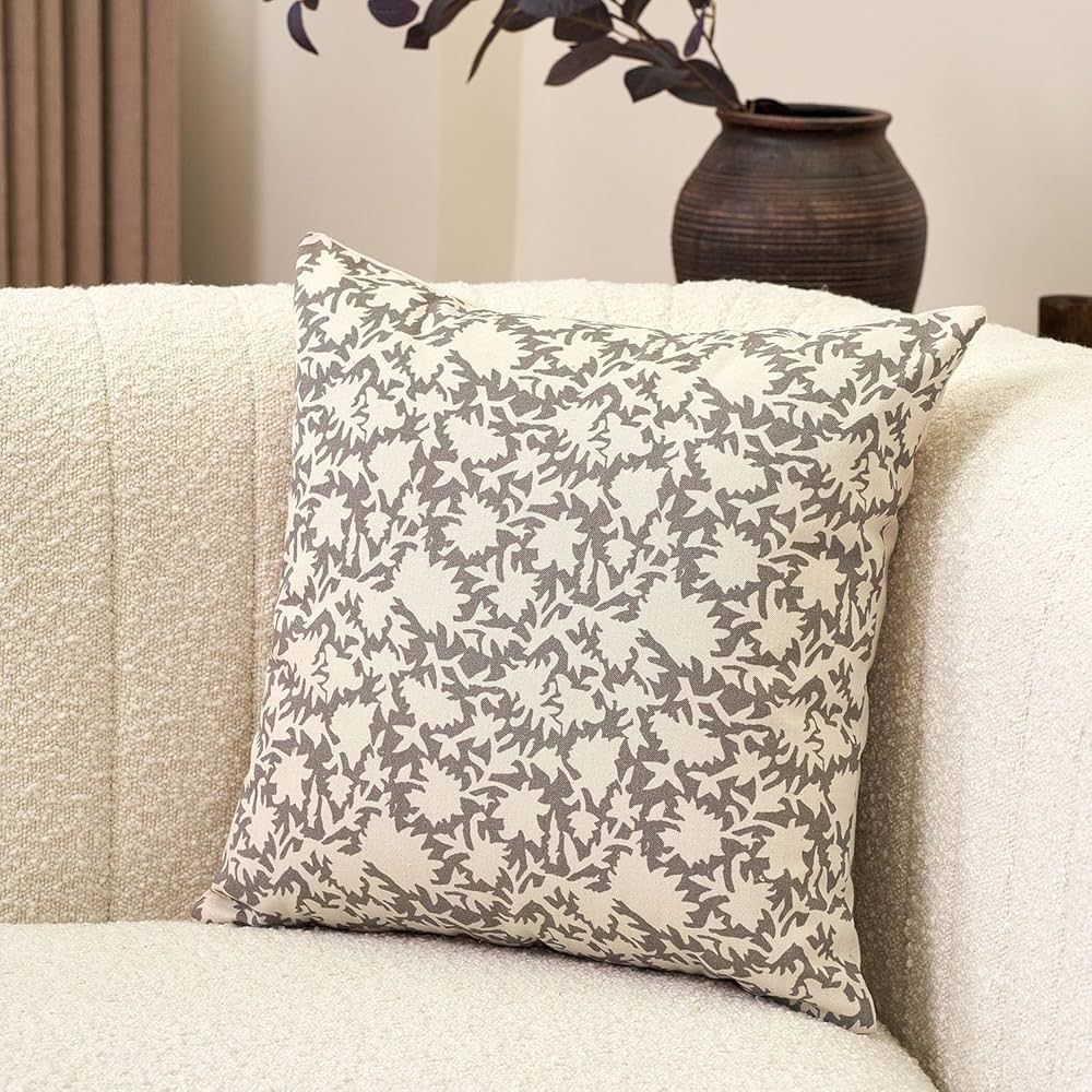 20x20 Pillow Cover Floral Pillow Covers Leaves Print Neutral Farmhouse Pillow Covers Decorative T... | Amazon (US)