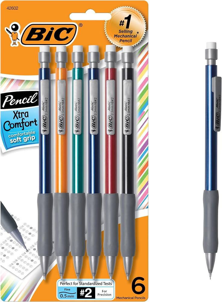 BIC Xtra Comfort Mechanical Pencils with Erasers, Fine Point (0.5mm), 6-Count Pack Mechanical Dra... | Amazon (US)