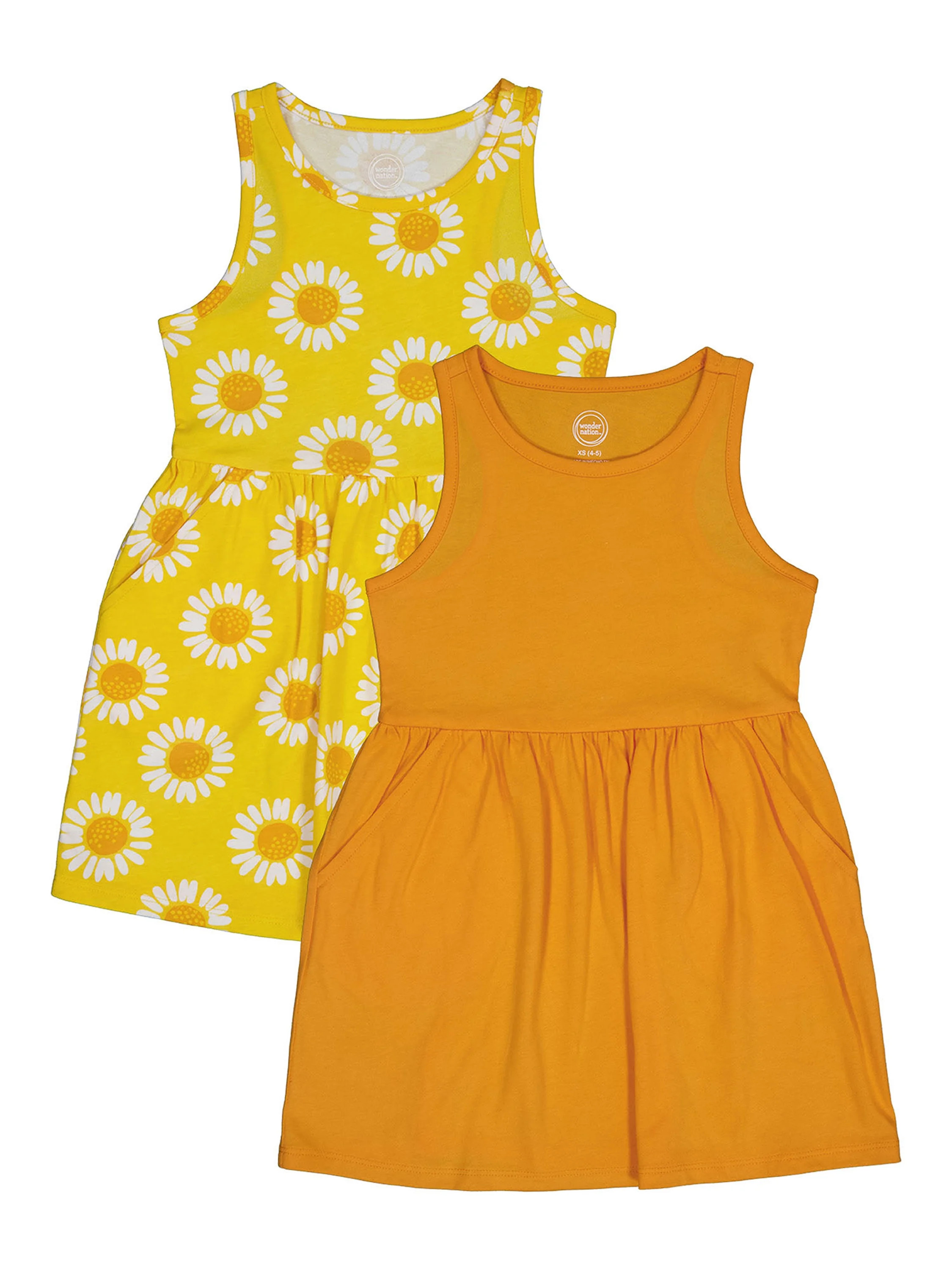 Wonder Nation Girls Tank Play Dress, 2-Pack Sizes 4-18 & Plus | Walmart (US)