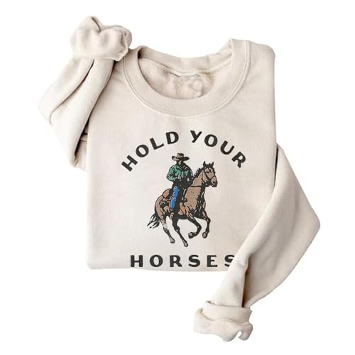 Generic Hold Your Horses Sweatshirt Western Cowgirl Trendy Aesthetic Crewneck Western Sweatshirt | Amazon (US)